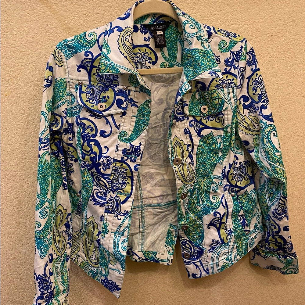 'Multiples' Green & Blue Boho Print Jacket